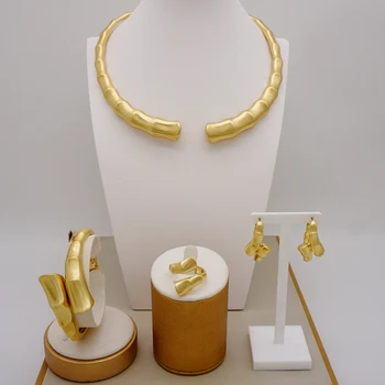 Najnovšie Taliansko Brazília Dubai Pozlátené Gold Luxusné Šperky Set High-end Žena Svadobné Party Datovania Náhrdelník Náramok Šperky Set