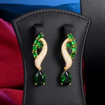 Blachette Luxusné Smaragdy 4PCS Waterdrop Veľký Náhrdelník Náušnice Náramok Krúžok pre Ženy, Svadobné Indian Svadobné Šperky, Darčekové Sety