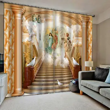 Vlastné 3D Okna Záclony Európskej anjel Závesy Na Izbe Vlastné Luxusné Priesvitné Závesy Obývacia Izba, Spálňa