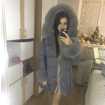 LaVelache 2021 nové módne reálne líška srsť srsť zimná bunda ženy dlho parkas nadrozmerná veľké kožušiny vrchné oblečenie odnímateľný bežné