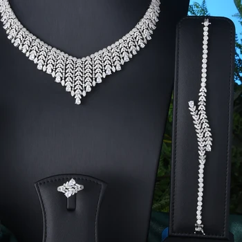 Luxusné Nádherný Vznešený Strapec Náramok Náušnice, Náhrdelník Krúžok 4PCS Šperky Set Kúzlo Ženy, Nevesty Svadobné Party Šperky 2021