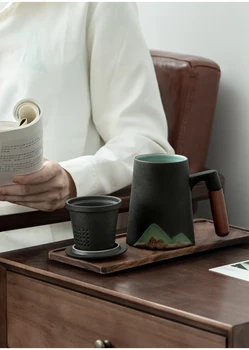 Horské dizajn keramické čajové hrnčeky s filtrom keramické šálku kávy čínsky čaj pohár 400 ml