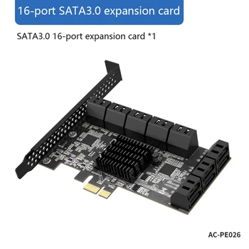 16 Porty PCIE Stúpačky Karty PCIE X1, aby SATA3.0 6Gb/S SATA Karty Adaptéra Rozširujúca Karta pre Pevný Disk pre BTC Banské Banské